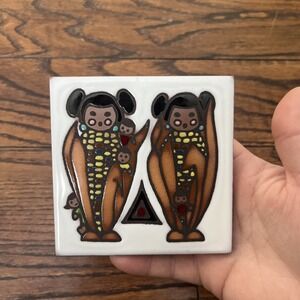 Teissedre Designs SW Native American Mother & Children Storyteller 4x4 Tile USA